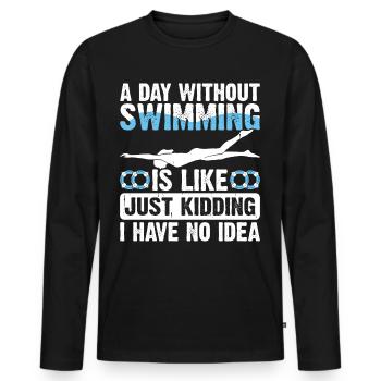 Swimming Float - Men's Premium Organic Long Sleeve Shirt - black - Front - Nico (187cm)