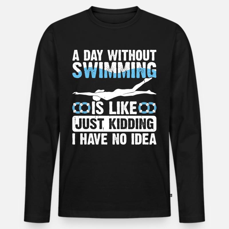 Schwimmen Schwimmer - Männer Premium Bio Langarmshirt - Schwarz
