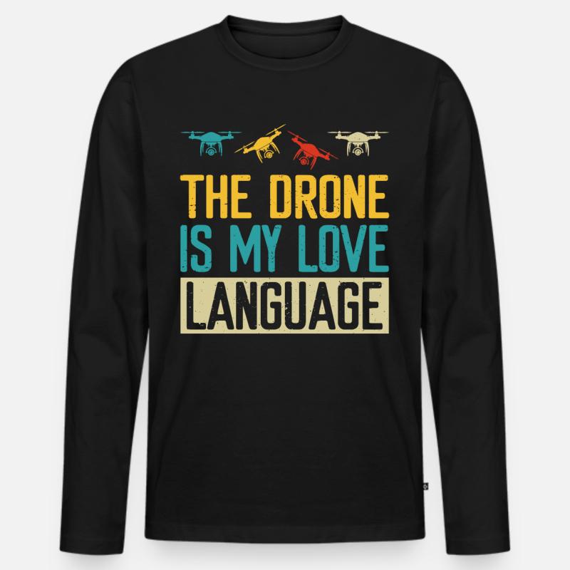 Drohne - Männer Premium Bio Langarmshirt - Schwarz