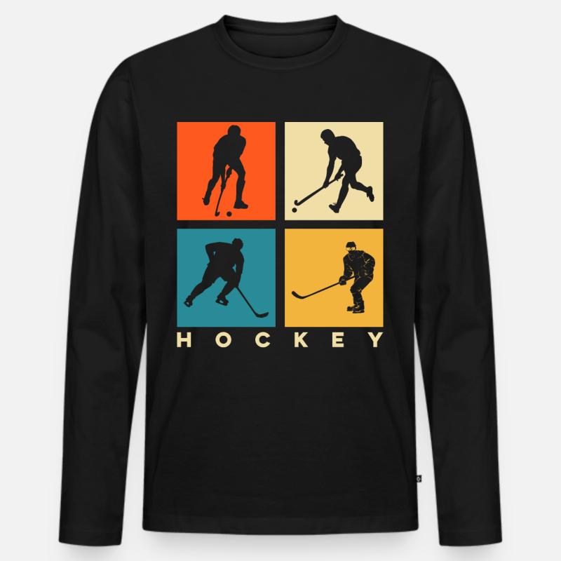 Hockey - Männer Premium Bio Langarmshirt - Schwarz