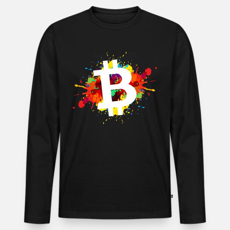Bitcoin Krypto Kryptowährung - Männer Premium Bio Langarmshirt - Schwarz