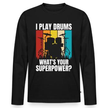 Batterie Batteur Batteur - T-shirt manches longues Premium bio Homme - noir - Devant - Nico (187cm)