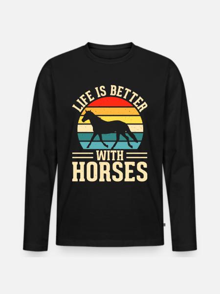 Horses - Men's Premium Organic Long Sleeve Shirt - black