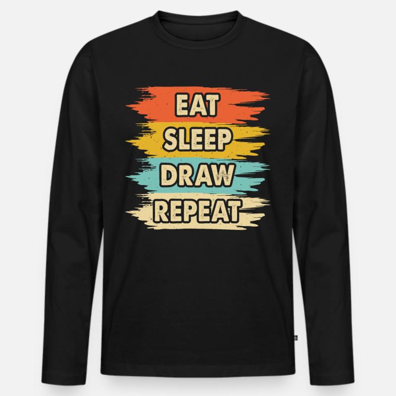 Zeichnen Malen - Männer Premium Bio Langarmshirt - Schwarz