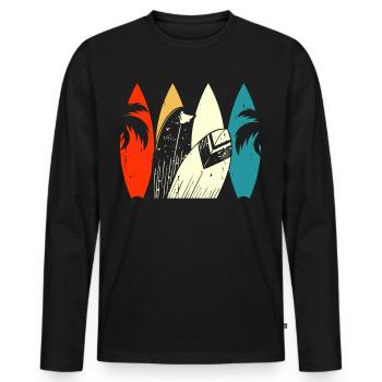 Surfeur - T-shirt manches longues Premium bio Homme - noir - Devant - Nico (187cm)