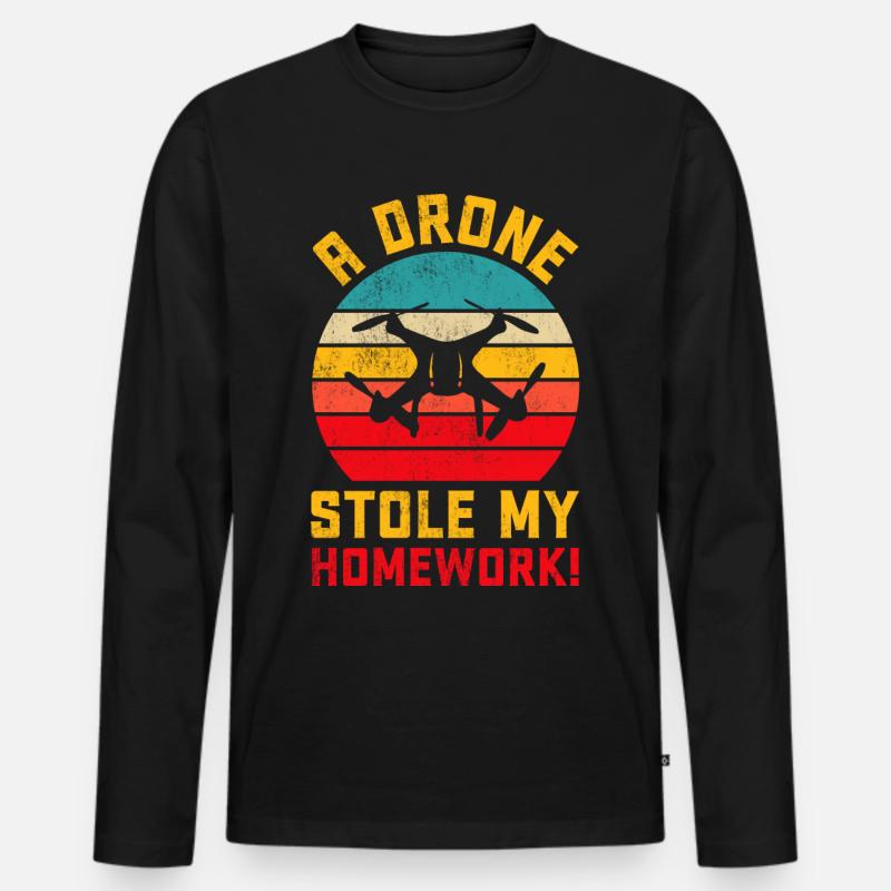 Drohne - Männer Premium Bio Langarmshirt - Schwarz