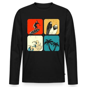Surfeur - T-shirt manches longues Premium bio Homme - noir - Devant - Nico (187cm)