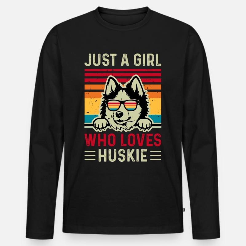 Husky - Männer Premium Bio Langarmshirt - Schwarz