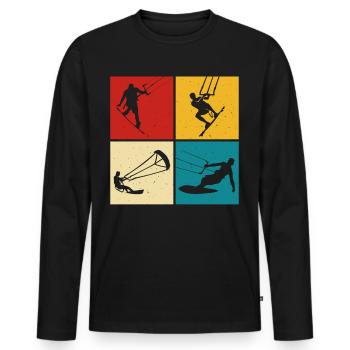 Kitesurf Kitesurfer Kiteboard - Männer Premium Bio Langarmshirt - Schwarz - Vorne - Nico (187cm)