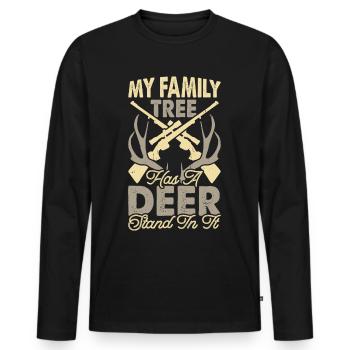 Hunters chasing antlers deer - Men's Premium Organic Long Sleeve Shirt - black - Front - Nico (187cm)