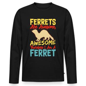 Frettchen - Männer Premium Bio Langarmshirt - Schwarz - Vorne - Nico (187cm)