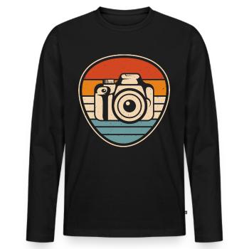 Photographer - Men's Premium Organic Long Sleeve Shirt - black - Front - Nico (187cm)