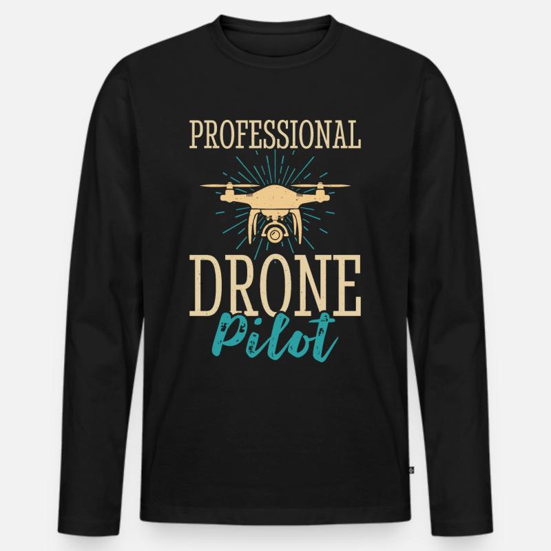 Drohne - Männer Premium Bio Langarmshirt - Schwarz