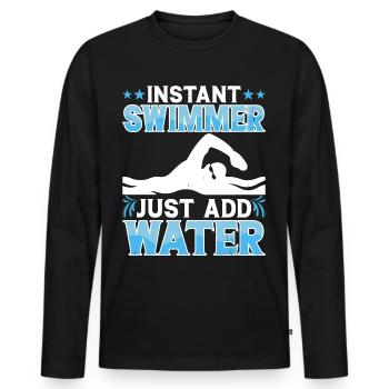 Swimming Float - Men's Premium Organic Long Sleeve Shirt - black - Front - Nico (187cm)