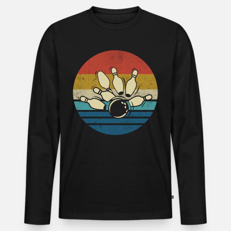 Bowling - Männer Premium Bio Langarmshirt - Schwarz