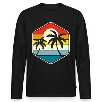 Palmen Retro Vintage - Männer Premium Bio Langarmshirt - Schwarz - Vorne - Nico (187cm)