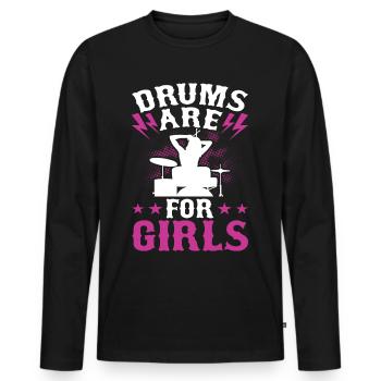 Batterie Batteur Batteur - T-shirt manches longues Premium bio Homme - noir - Devant - Nico (187cm)