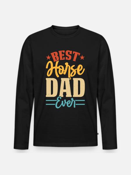 Pferde Papa - Männer Premium Bio Langarmshirt - Schwarz
