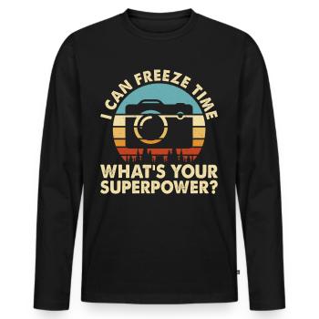 Photographer - Men's Premium Organic Long Sleeve Shirt - black - Front - Nico (187cm)