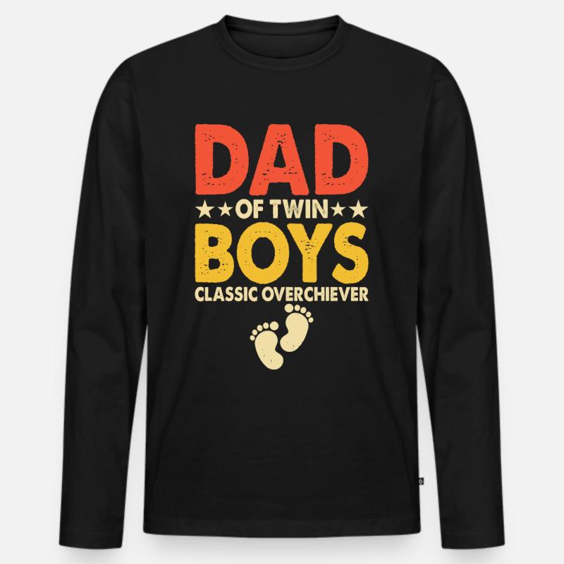 Zwillinge Papa Vater - Männer Premium Bio Langarmshirt - Schwarz