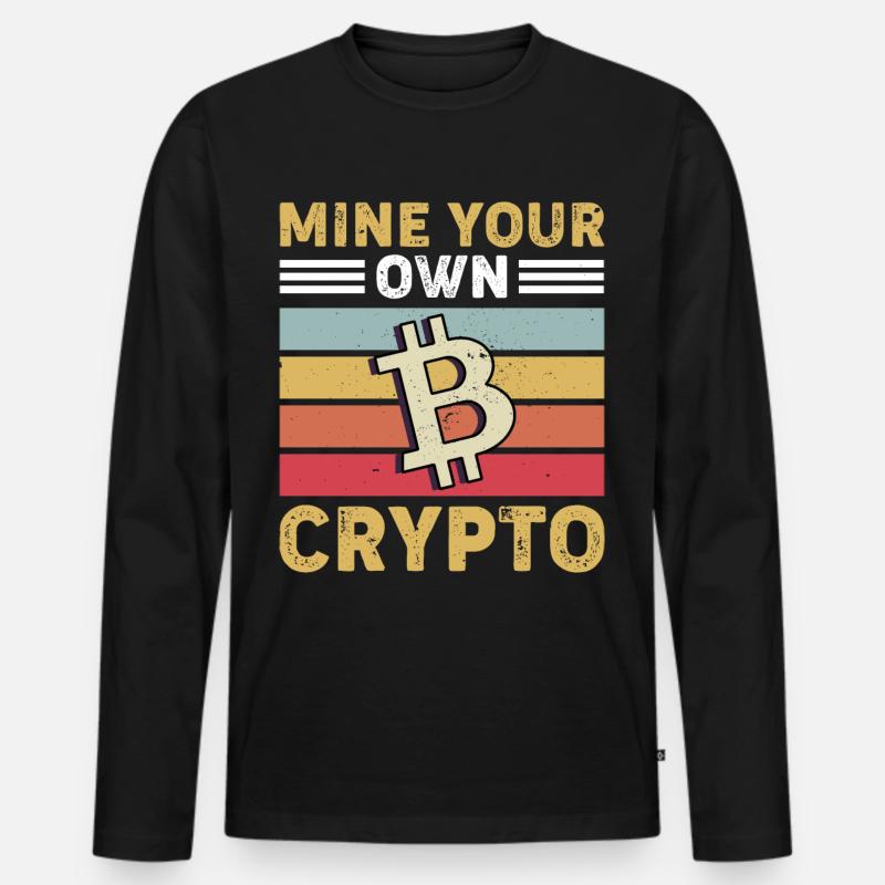 Bitcoin Krypto Kryptowährung - Männer Premium Bio Langarmshirt - Schwarz
