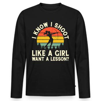 Archer Archery - Men's Premium Organic Long Sleeve Shirt - black - Front - Nico (187cm)