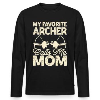Archer Tir à l’arc - T-shirt manches longues Premium bio Homme - noir - Devant - Nico (187cm)