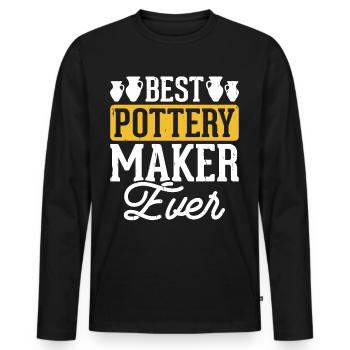 Poterie Poterie Poterie - T-shirt manches longues Premium bio Homme - noir - Devant - Nico (187cm)