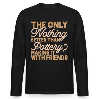 Poterie Poterie Poterie - T-shirt manches longues Premium bio Homme - noir - Devant - Nico (187cm)