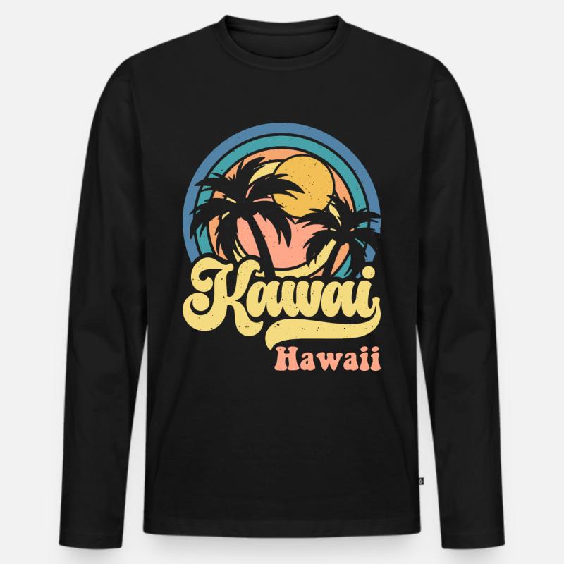 Hawaii - Männer Premium Bio Langarmshirt - Schwarz