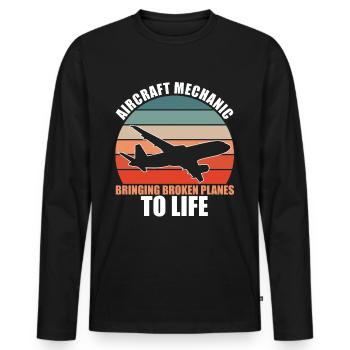 Mécanicien d’aéronefs - T-shirt manches longues Premium bio Homme - noir - Devant - Nico (187cm)