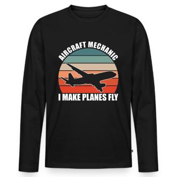 Aircraft mechanic saying - Men's Premium Organic Long Sleeve Shirt - black - Front - Nico (187cm)