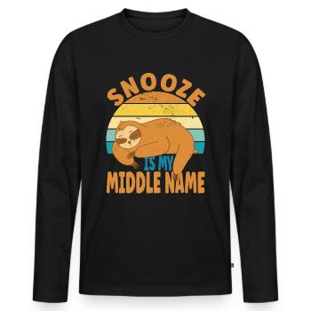 Faultier Snooze - Männer Premium Bio Langarmshirt - Schwarz - Vorne - Nico (187cm)
