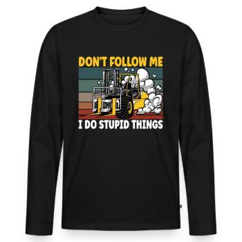 Forklift driver - Men's Premium Organic Long Sleeve Shirt - black - Front - Nico (187cm)
