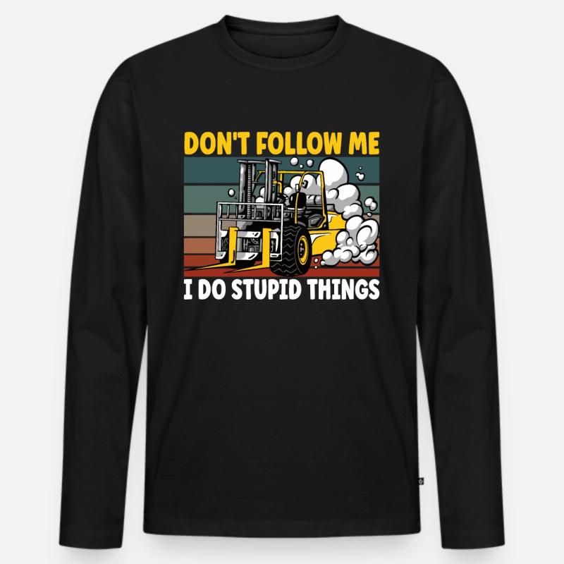 Staplerfahrer - Männer Premium Bio Langarmshirt - Schwarz