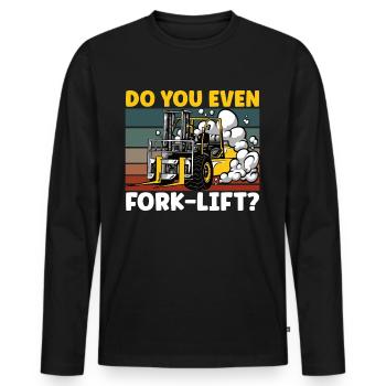 Forklift driver - Men's Premium Organic Long Sleeve Shirt - black - Front - Nico (187cm)
