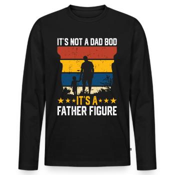 Papa Papa - T-shirt manches longues Premium bio Homme - noir - Devant - Nico (187cm)