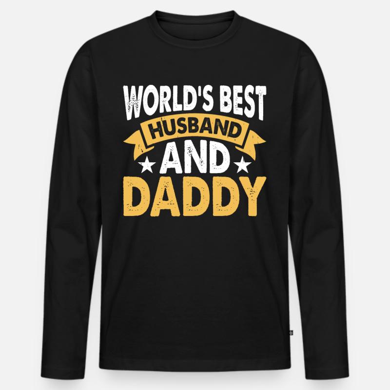 Bester Papa Ehemann - Männer Premium Bio Langarmshirt - Schwarz
