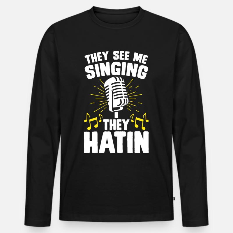 Singen Sänger - Männer Premium Bio Langarmshirt - Schwarz