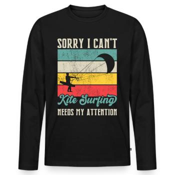 Kitesurf Kitesurfer Kiteboard Kitesurfen - Männer Premium Bio Langarmshirt - Schwarz - Vorne - Nico (187cm)