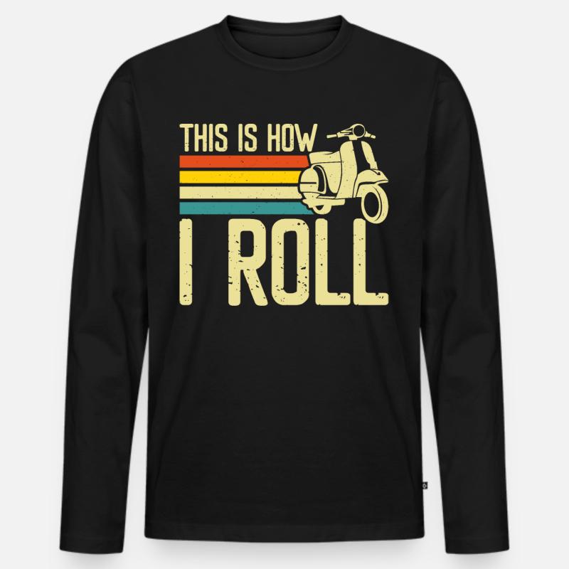 Roller Rollerfahrer Motorroller - Männer Premium Bio Langarmshirt - Schwarz