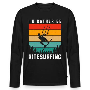 Kitesurf Kitesurfer Kiteboard Kitesurfen - Männer Premium Bio Langarmshirt - Schwarz - Vorne - Nico (187cm)