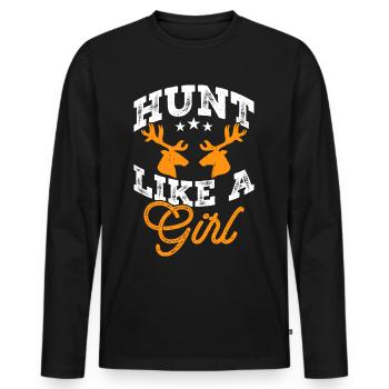 Huntress Hunt - T-shirt manches longues Premium bio Homme - noir - Devant - Nico (187cm)