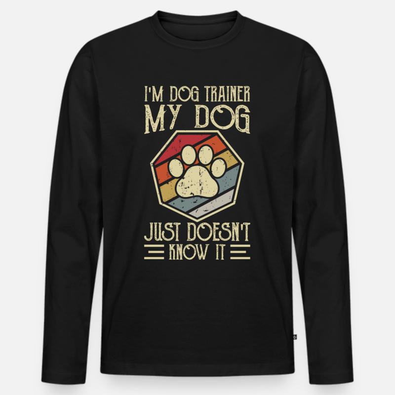Hundetrainer - Männer Premium Bio Langarmshirt - Schwarz