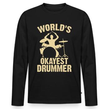 Batterie Batteur Batteur - T-shirt manches longues Premium bio Homme - noir - Devant - Nico (187cm)