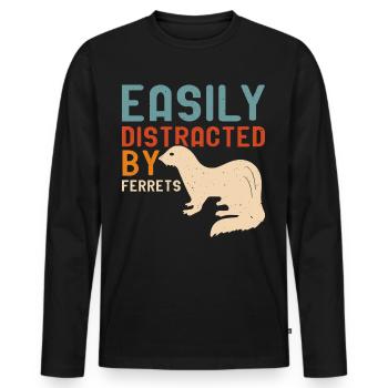 Frettchen - Männer Premium Bio Langarmshirt - Schwarz - Vorne - Nico (187cm)