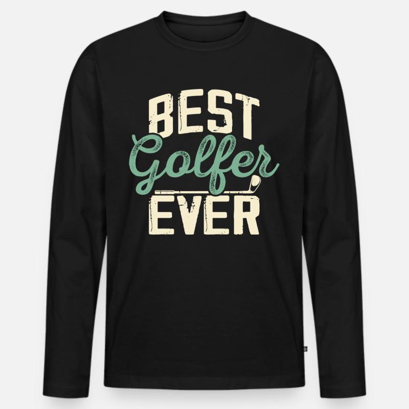 Golf Golfer - Männer Premium Bio Langarmshirt - Schwarz