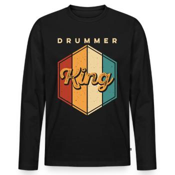 Batterie Batteur Batteur - T-shirt manches longues Premium bio Homme - noir - Devant - Nico (187cm)