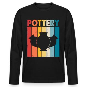 Poterie Poterie Poterie - T-shirt manches longues Premium bio Homme - noir - Devant - Nico (187cm)