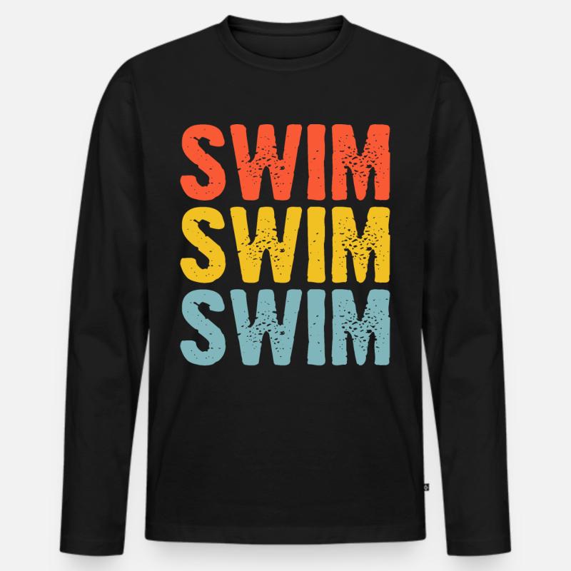 Schwimmen Schwimmer - Männer Premium Bio Langarmshirt - Schwarz